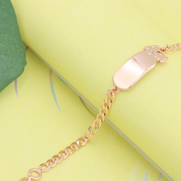 "Rose Gold Bracelet with Cute Bear Charm, Adjustable Chain Design, XPBL1150 - Picture 3 of 12